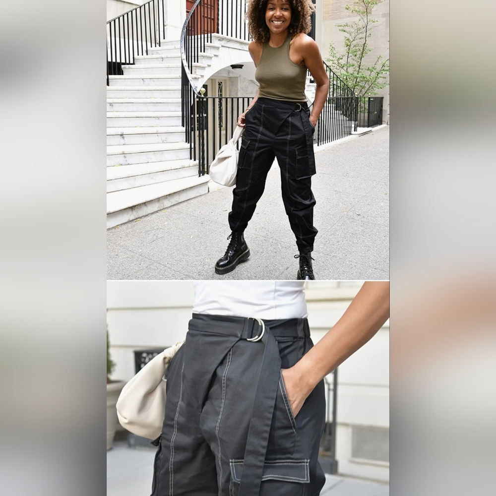 @karenbritchick contrast stitch black belted cargos never worn large